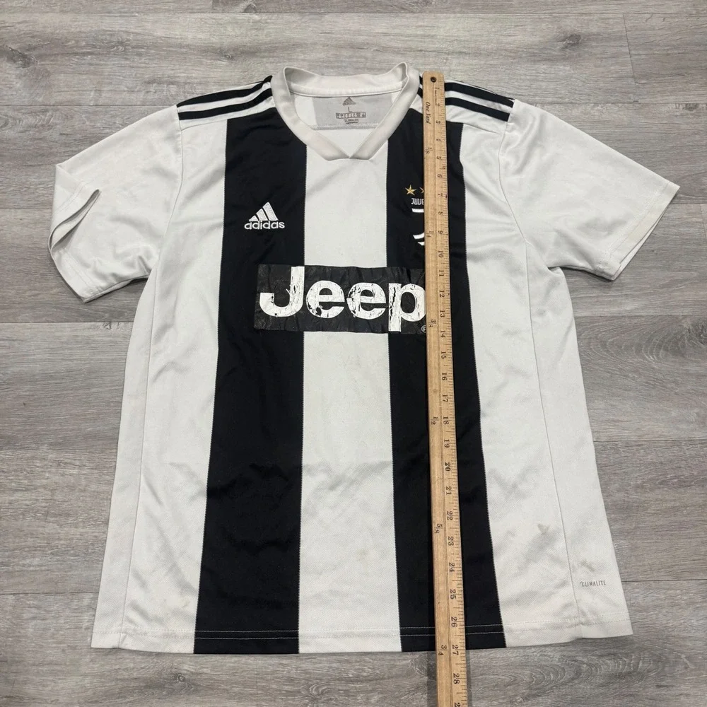 Adidas Juventus Home Jersey Mens Large White Black Striped Soccer Shirt Jeep L